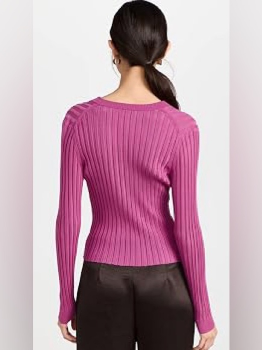Vince Ribbed V-Neck Cardigan - Picture 2 of 6